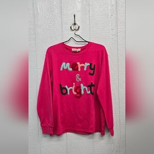 NWT Medium GRACE&EMMA Fuschia Merry&Bright Sweater
